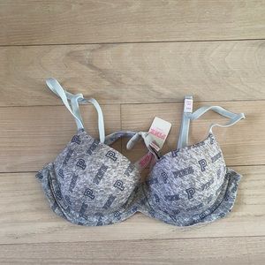 PINK VS Gray Logo Bra